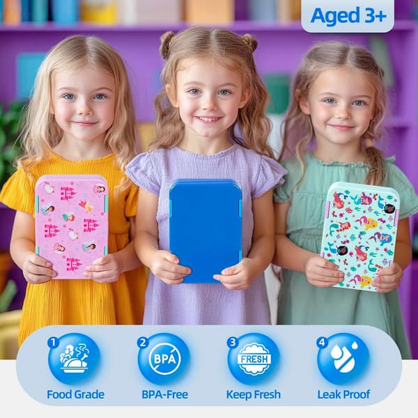 1 stk. Bento matboks for barn, med 6 rom for barn (blå, 5,5*7,9*1,8 tommer) blue