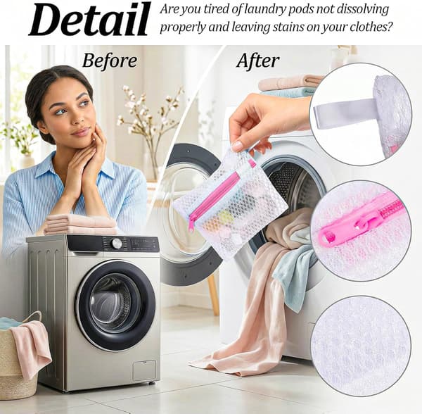 Mini vaskeposeposer, 4 stk. små vaskeposer med glidelås, mini solid oppbevaringspose for duftperler vaskemiddelpakker (12x13cm/4.7x5in)