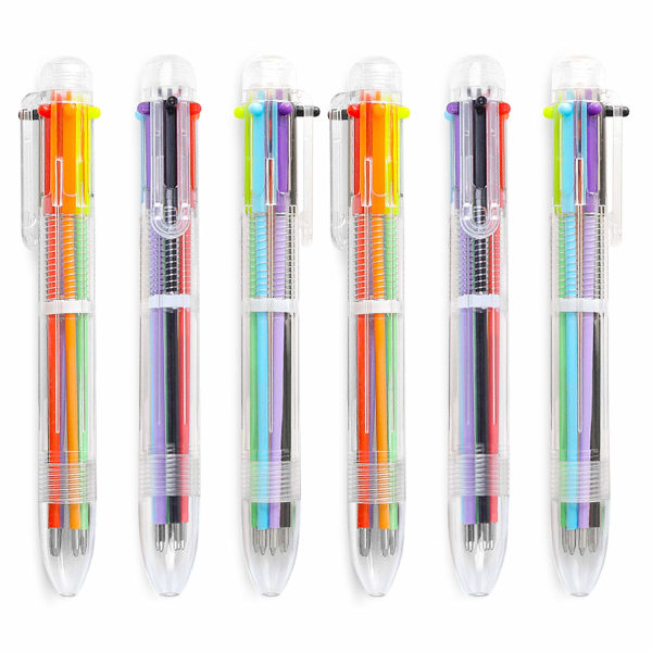 24 pakke 0,5 mm 6-i-1 flerfarvet kuglepen 6 farver tilbagetrækkelige kuglepenne (24 pakke)