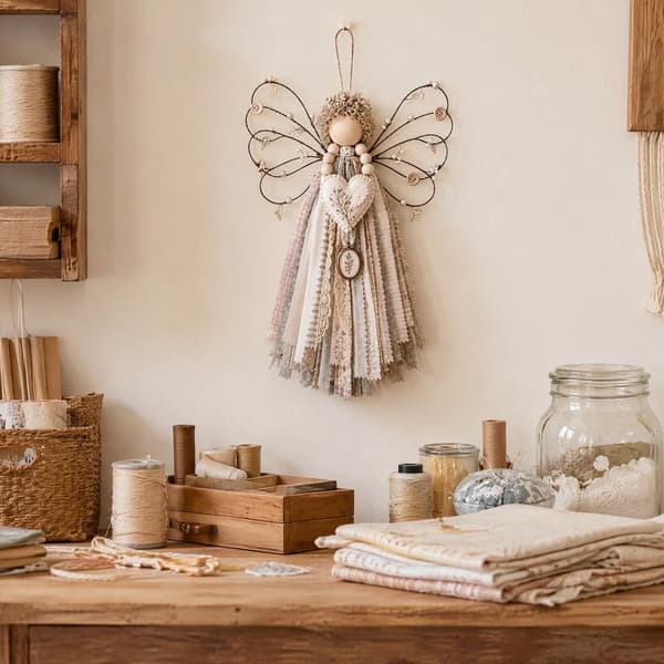Englestoff Hengende DIY-sett DIY Stoff Hengende Pyntesett Håndlaget Engel Multicolor8
