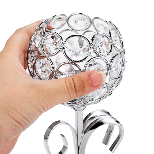 Sølv S-form lysestake 3-armede krystallskåler Glass Metall lysestake Telys Dekorativ kandelaber lysestake (stor)