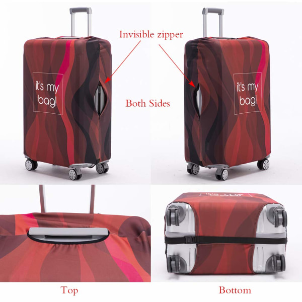 Matkalaukun cover Pestävä matkalaukun suoja Anti-Scratch Matkalaukun cover Sopii 18-32 tuuman matkatavaroihin (Red Stripe, XL)