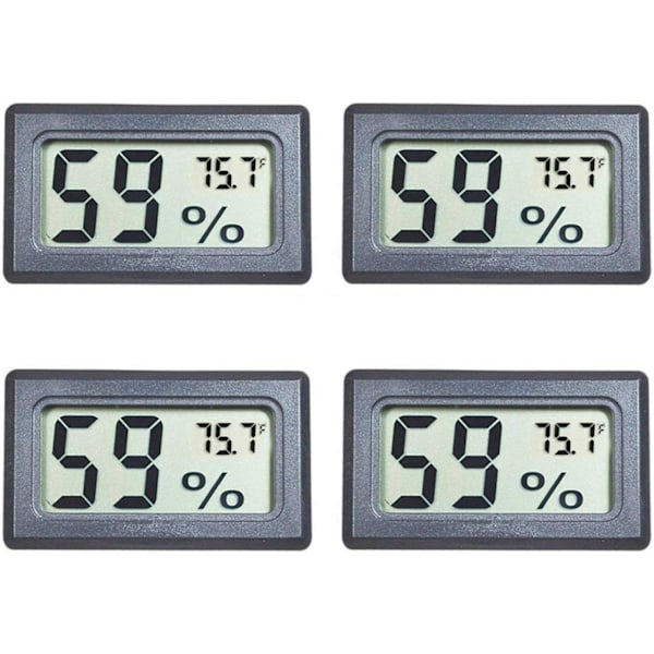 4-pak Mini Digital Temperatur- og Fugtighedsmåler Gauge Indendørs Termometer Hygrometer LCD-display Fahrenheit (℉)