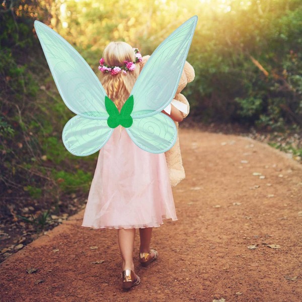 Fairy Wings Dress Up Mousserende Sheer Wings Sommerfugl Fairy Halloween kostume Englevinger til børn Piger Kvinder