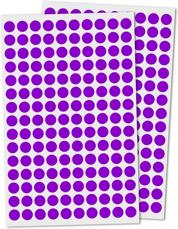 4080-pack, 10 mm runda prickklistermärken – lila purple