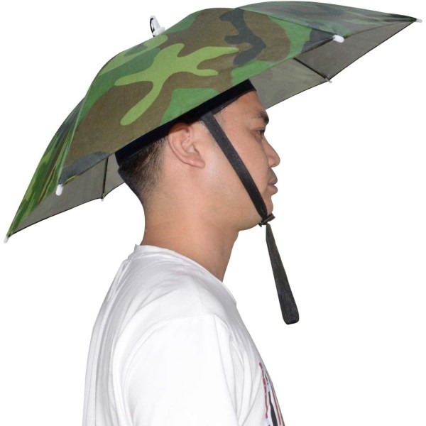 Paraplyhatt, 25 tums handsfree cap för vuxna och barn, Fiske Golf Trädgårdsskötsel Solskydd utomhus huvudbonader (kamouflage)