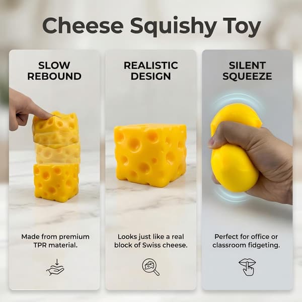 Ost Squishy Fidget Legetøj, 6cm Blødt Legetøj til Børn og Voksne (1 stk, 6cm) 6cm