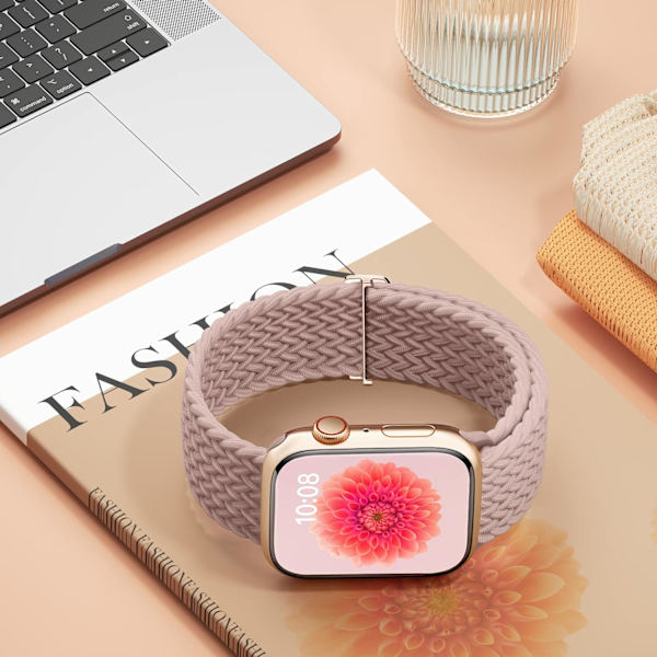 Flätat armband kompatibelt med Apple Watch-armband 38 mm 40 mm 41 mm Justerbara mjuka stretchiga elastiska armband kompatibla med iWatch-serien pink 38/40/41MM