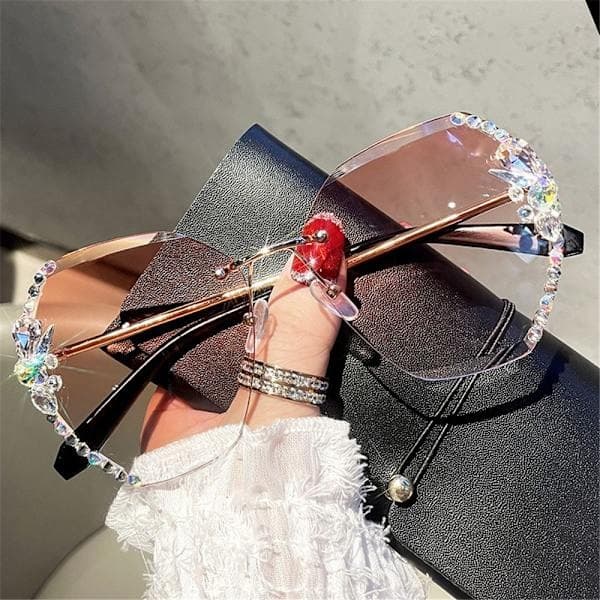 Rhinestone solbriller uden kant Gradient tea