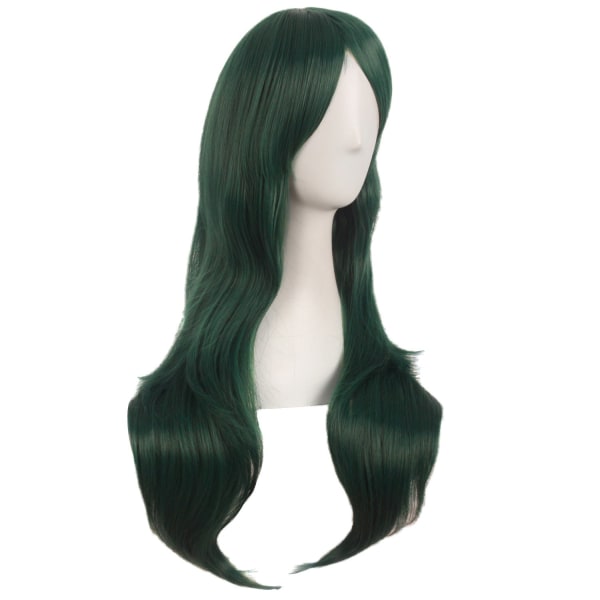 28 tuumaa/70 cm naisten sivuotsat pitkät kiharat hiukset Cosplay-peruukit (mänty vihreä)