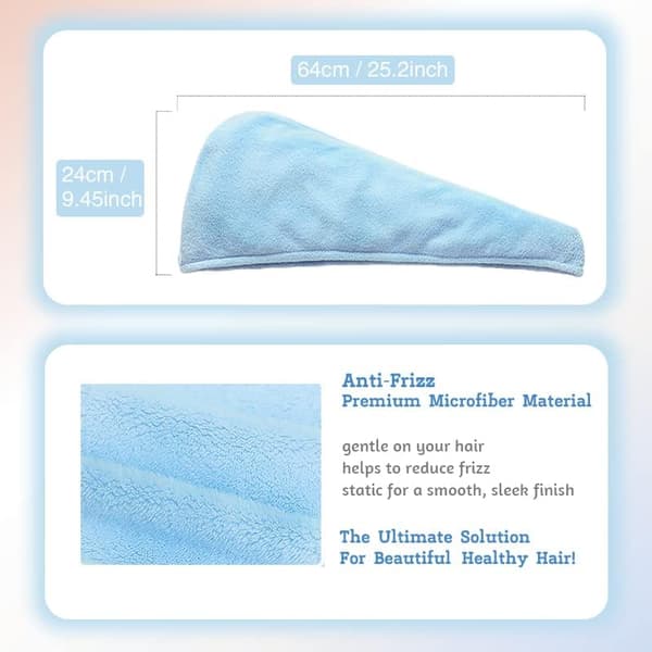 1 stk. hårturban, blå, hurtigtørrende hårturban til vådt hår, hårturban med knap 1pcs blue