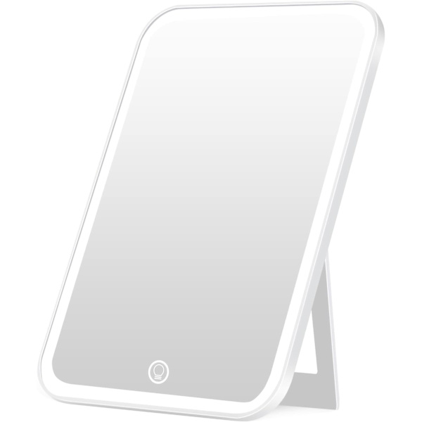 Lighted Makeup Mirror med lys, Vanity Mirror med LED lysstyrke justerbar bærbar USB oppladbar-hvit