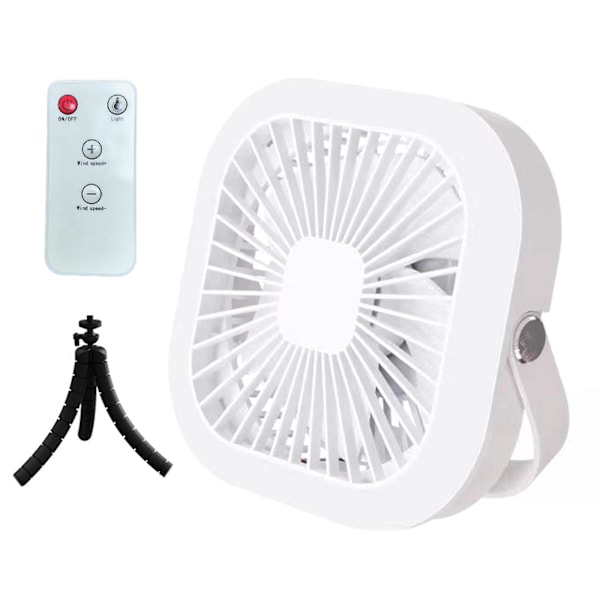 Camping Fan With Led Lamp+tripod Ceiling Fan 4000mah, White