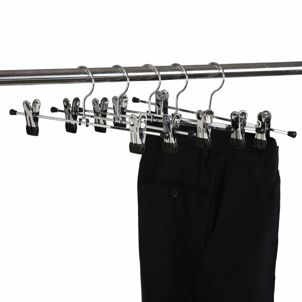 10 stykker 40 cm krom jern bøjler, sølv metal bukse bøjler bøjler til bukser shorts nederdel sokker undertøj, med skridsikre clips