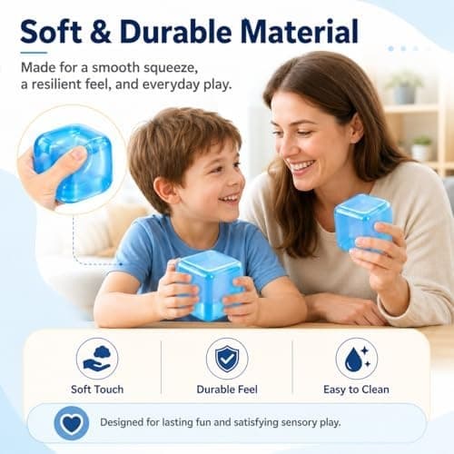 Isbit Squishy, Klemme Stress Terning til Angstlindring, Blødt Squishy Fidget Legetøj til Voksne, Sensorisk Gelkugle til Fødselsdagsgave, Skrivebord Light Blue