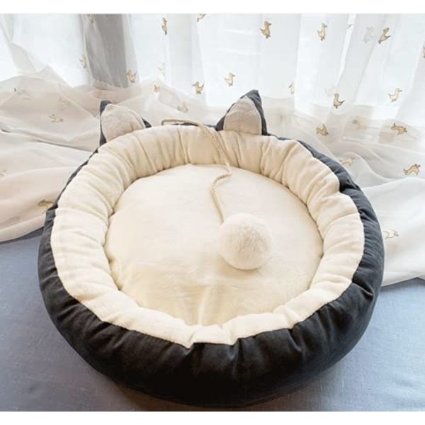 Katteseng Katte beroligende senger Kattesove seng med katte Pom Pom leke avtakbar vaskbar Fluffy kattesenger for innendørs katter-grå grey