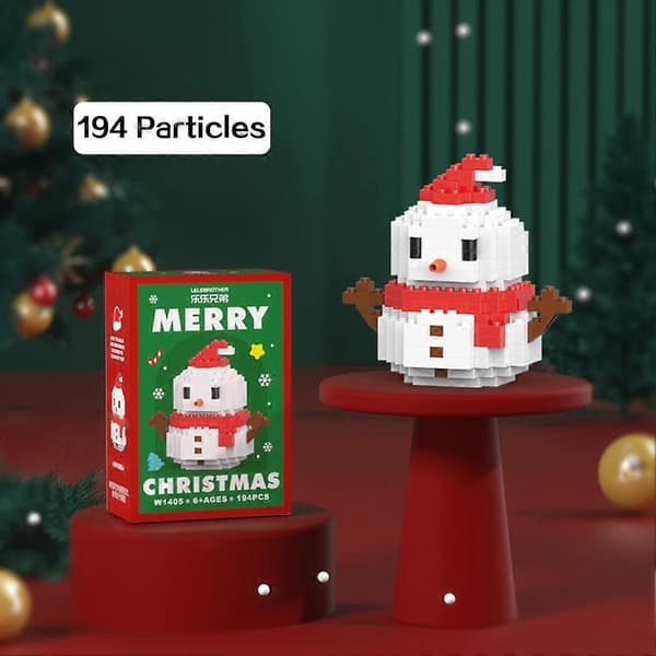 Jule Micro Byggeklodser Sæt, DIY Mini Mursten Legetøj til Børn og Voksne, Pædagogisk Julepynt, Julegave Dukker Red Snowman