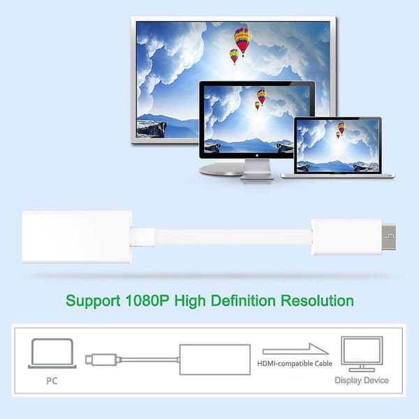 Ny Thunderbolt Mini DisplayPort DP hann til HDMI hunn adapter konverteringskabel for Apple Mac Macbook Pro Air hvit white