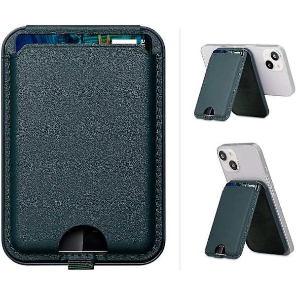 Magnetisk Stativ Magsafe Tegnebog, Magnetisk Tegnebog Kort Holder Med Stativ, Magsafe Læder Tegnebog Justerbar Stativ Green