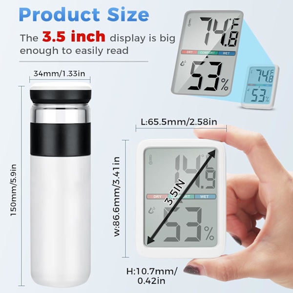 Digital termometer hygrometer, väggtermometer fuktighet inomhus med