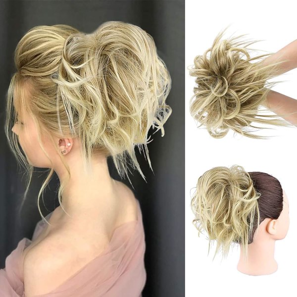 Hairpiece Hair Extension Hestehale med elastisk gummibånd Updo Hestehale Hairpiece Syntetisk Hair Extensions Scrunchies (Lys Blond Blanding Brun Rød)