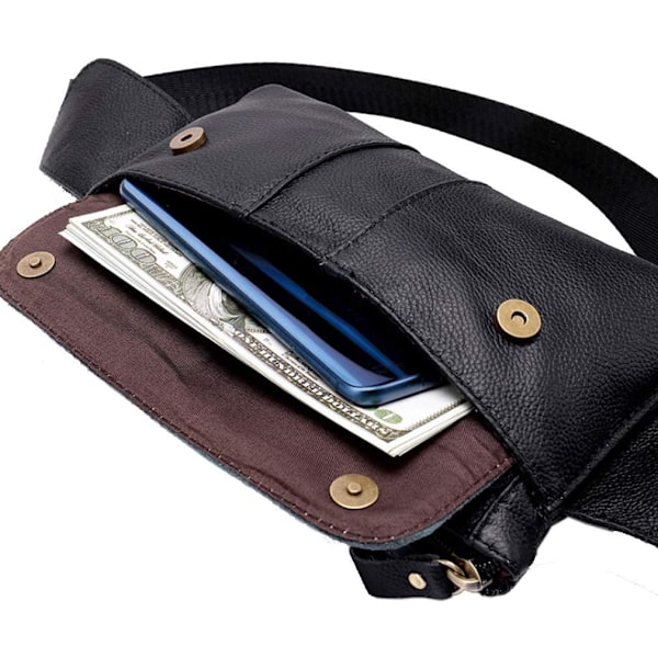 Herr Läder Midjeväska Retro Toppskikt Kohud Mobiltelefon Väska Herr Enstaka Axel Messenger Väska Herr Väska (kaffe)