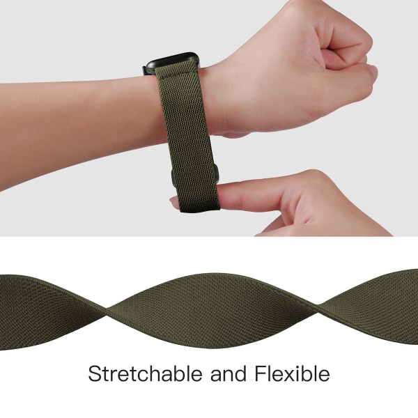 Pakke 2 rem kompatibel med Apple Watch-stropper 45 mm 44 mm 42 mm, løkke for iWatch SE Ultra Series 8 7 6 5 4 3 2 1, svart/grønn