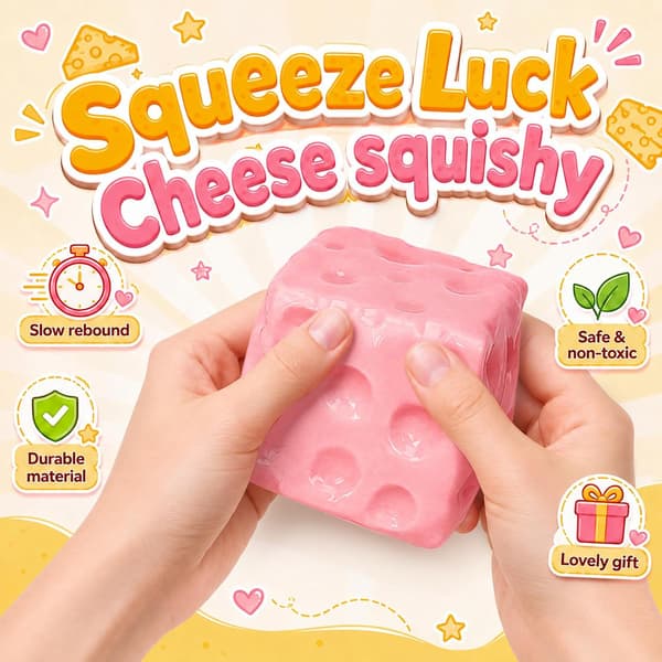 1 stk. rosa Squeeze Cheese Squishy - Squeeze Luck Cheese Squishy, 6 cm pink 1pc