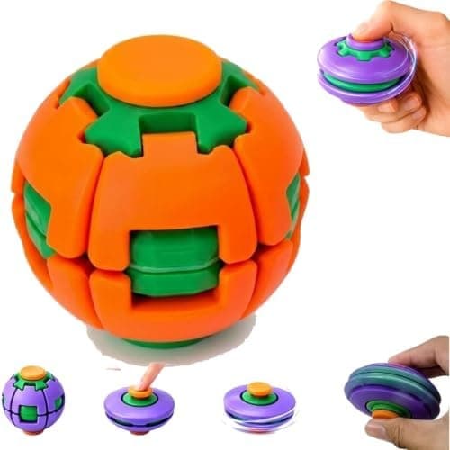 Fidget Spinner Dekompressionsboll, 360° Tryck och Snurra Fidgetboll, 3D-printad Fingerdekompression Roterande Boll Sensorisk Fidget Rolig Leksak (Orange) Orange