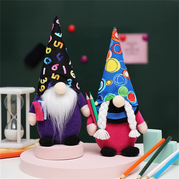School Gnome Plys, Back-to-School sæsongave, Homecoming Festival dekorationer til hjemmeskole, håndlavet (blyanter)