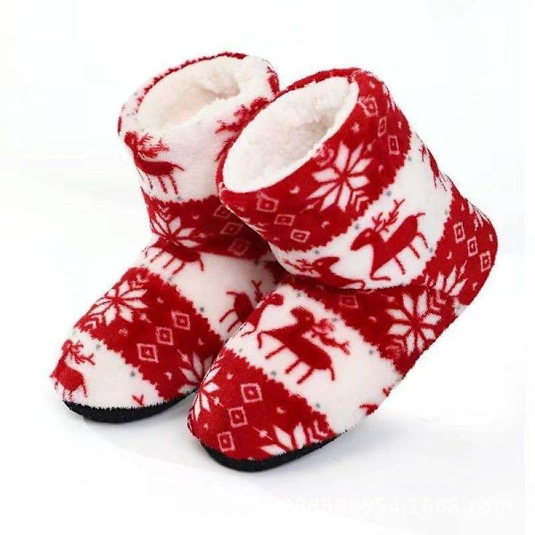 Indendørs Tøfler / Varme Jule-Tøfler Med Høj Skaft - Morgen Tøfler - Julegave red 27cm (39-41 EU )