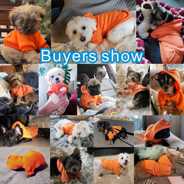Vinterhundhuvtröja med fickor Varma hundkläder för små hundar Chihuahuarock Kläder Valpkatt Custume (orange, medium)