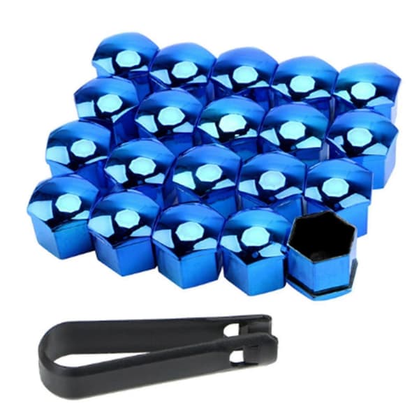 Universelle hjulmutterhetter mot rust 20 stk - Enkel installasjon 21MM Blue