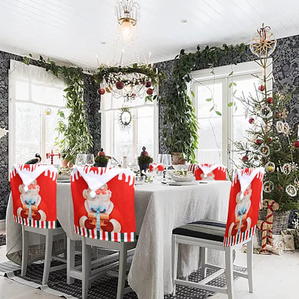 Julstolsöverdrag Julstolsöverdrag Julstolsöverdrag Julmatstolsöverdrag För Julfest Dekoration Hem,Kök Santa Claus