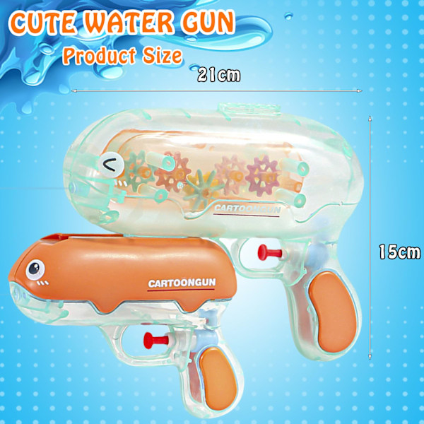 2 stk. Vannpistol for barn, 500 ml kraftig vannsprøyte, Blaster leketøy svømmebassengspill for barn, separerbar, Cyan Whale