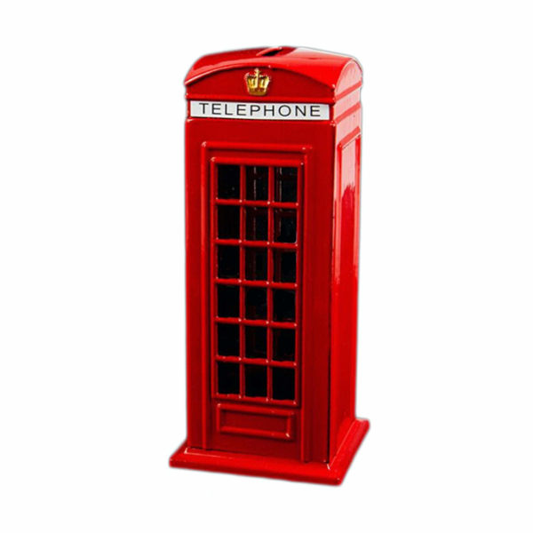 Stor telefonboks Pengekasse Mønt Støbt Sparegris London Souvenirs Rød Telefonboks Pengekasse lavet af støbt metal