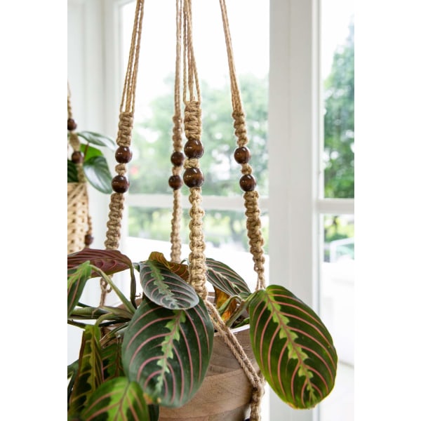 Macrame hängande korg Boho dekorativ bomullsrep blomkrukahållare hängande korg växter för inomhus utomhus tak balkonger dekoration, 89cm