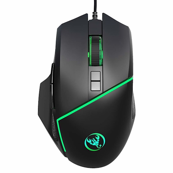 USB-kablet gamingmus med åndedrætslys, optisk gamingmus med 4 justerbare DPI til pc-bærbar, sort