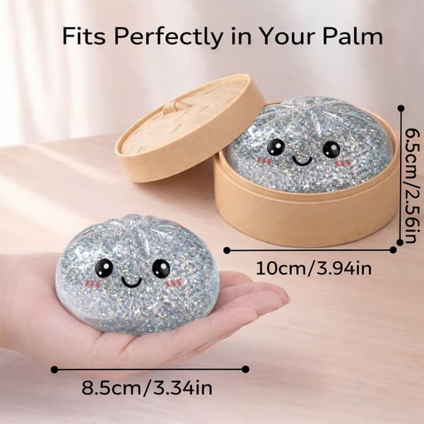 Glitter Dumpling Squishies Mystery Box, Pehmeä Dumpling Stressinlievitys Aistilelu aikuisille (hopea) silver