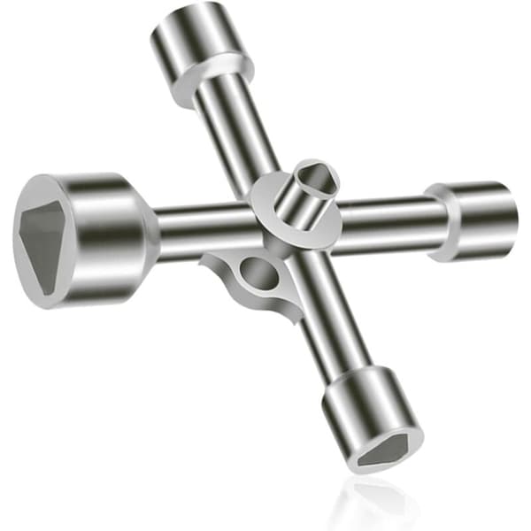 4-vejs trekantnøgle 5 størrelser Indvendig diameter 7mm/10mm/12mm/13mm/18mm Universalnøgle til elskabe, gas, vand, elmålere