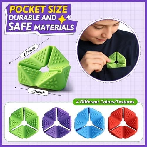 4 stk. sensoriske snurreterninger, stille fidget-leketøy for barn og voksne Purple, Blue, Green, Red