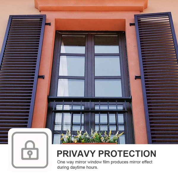 Vindusfilm Privacy Speilfilm Selvklebende solbeskyttelse Anti-UV-film Privacy Varmebeskyttelse Statiske vindusfilmer (svart sølv, 50 x 200 cm)