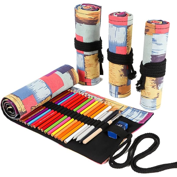 48Slots Farveblyant Wrap Blyanter Rulleholder Farveblyanter Organizer Holder Farvepen Paint Pensel Opbevaringspose (farvemærke, 48 slots)