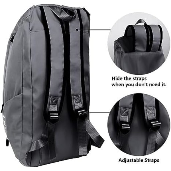 Sports Gym Bag til mænd og kvinder, Yoga Gym Bag, Rejsetaske med skorum og vådlomme, bærbar let weekendtaske grey