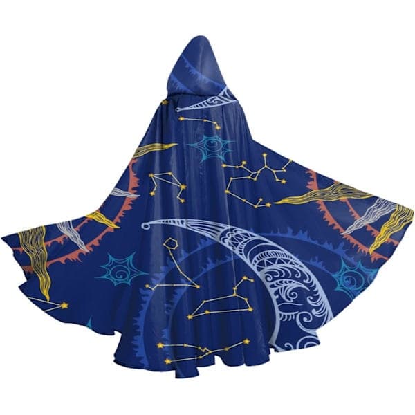 YETTA YANG Halloween Hætteklædt Kappe til Voksne Mænd Kvinder Jul Hætteklædte Trøjer Kappe Cosplay Cosplay Kostumer Blå Stjerne Måne One Size