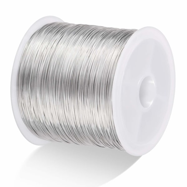 328 fot smykketråd håndverkstråd 26 gauge anløpsbestandig smykkeperletråd Kobberperletråd 0,4 mm X 100 m (sølvfarge)
