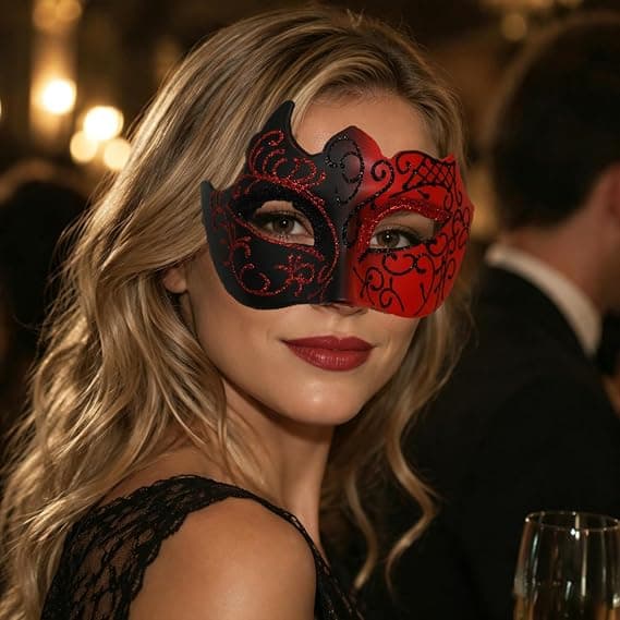 Maskeradmasker för män och kvinnor, röd 1 st red