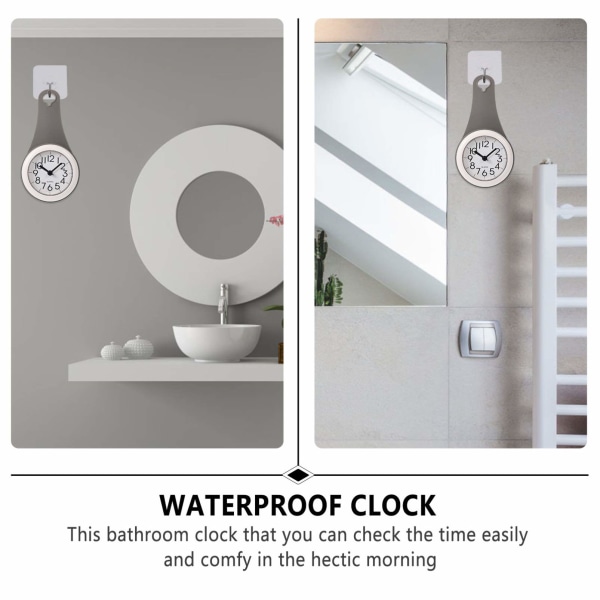 Vedenpitävä seinäkello kylpyhuoneen mykistys seinäkello imukuppiriippuvainen kello