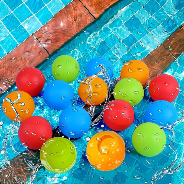 Återanvändbara vattenballonger, 16 st självtätande stänkballonger för barnens poolparty
