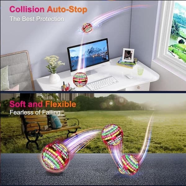 [Perfekt gave] Flyvende bold Boomerang Spinning Legetøj, Mini UFO Drone, LED Svævende Bold, Børnefødselsdagsgave, Velegnet til indendørs leg